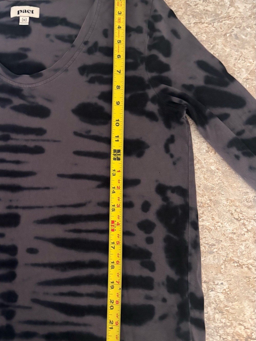 EUC Pact Organic Cotton Long Sleeved Shirt Sz M Tie Dye Purple Navy Blue/Black - Picture 7 of 7